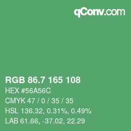 カラーコード: RGB 86.7 165 108 | qconv.com
