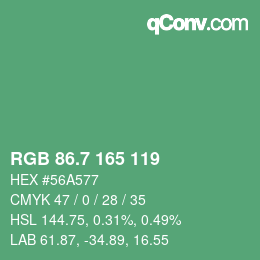 カラーコード: RGB 86.7 165 119 | qconv.com