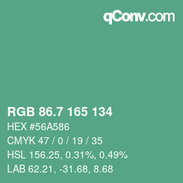 カラーコード: RGB 86.7 165 134 | qconv.com