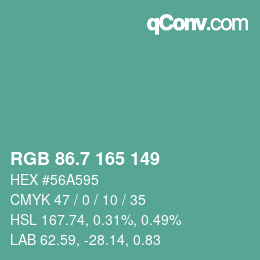 カラーコード: RGB 86.7 165 149 | qconv.com