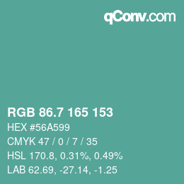 カラーコード: RGB 86.7 165 153 | qconv.com