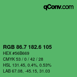 カラーコード: RGB 86.7 182.6 105 | qconv.com