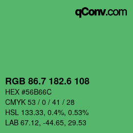 カラーコード: RGB 86.7 182.6 108 | qconv.com