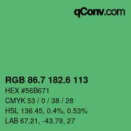 カラーコード: RGB 86.7 182.6 113 | qconv.com