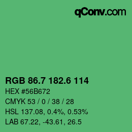 カラーコード: RGB 86.7 182.6 114 | qconv.com