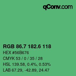 カラーコード: RGB 86.7 182.6 118 | qconv.com