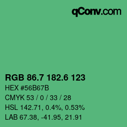 カラーコード: RGB 86.7 182.6 123 | qconv.com