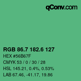 カラーコード: RGB 86.7 182.6 127 | qconv.com
