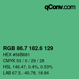 カラーコード: RGB 86.7 182.6 129 | qconv.com