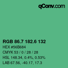カラーコード: RGB 86.7 182.6 132 | qconv.com