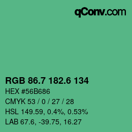 カラーコード: RGB 86.7 182.6 134 | qconv.com