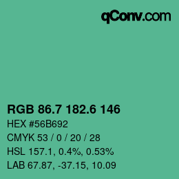 カラーコード: RGB 86.7 182.6 146 | qconv.com