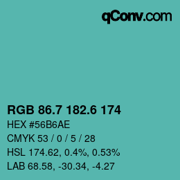 カラーコード: RGB 86.7 182.6 174 | qconv.com