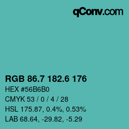 カラーコード: RGB 86.7 182.6 176 | qconv.com