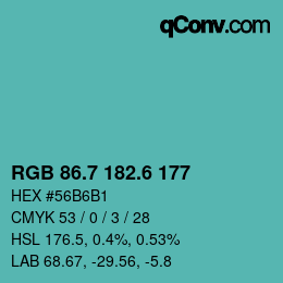 カラーコード: RGB 86.7 182.6 177 | qconv.com