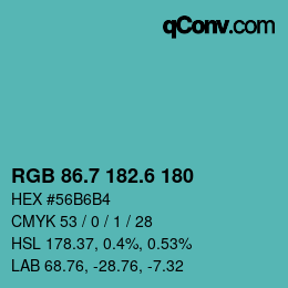 カラーコード: RGB 86.7 182.6 180 | qconv.com