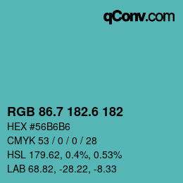 カラーコード: RGB 86.7 182.6 182 | qconv.com