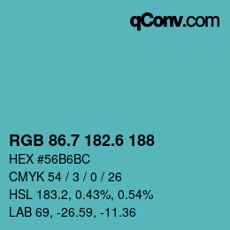 カラーコード: RGB 86.7 182.6 188 | qconv.com