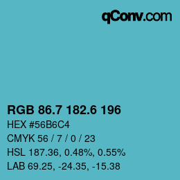カラーコード: RGB 86.7 182.6 196 | qconv.com