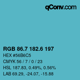 カラーコード: RGB 86.7 182.6 197 | qconv.com