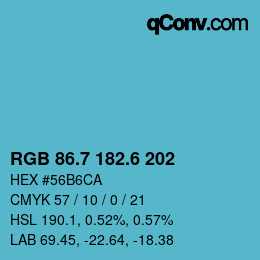 カラーコード: RGB 86.7 182.6 202 | qconv.com