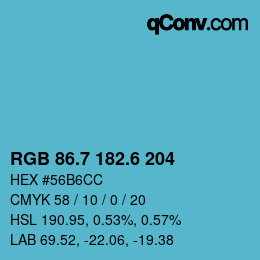カラーコード: RGB 86.7 182.6 204 | qconv.com