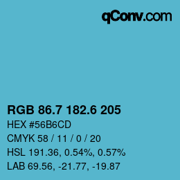 カラーコード: RGB 86.7 182.6 205 | qconv.com