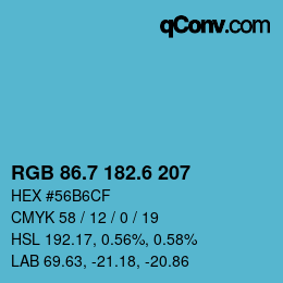 カラーコード: RGB 86.7 182.6 207 | qconv.com