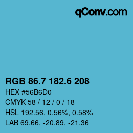 カラーコード: RGB 86.7 182.6 208 | qconv.com