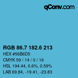 カラーコード: RGB 86.7 182.6 213 | qconv.com
