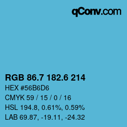 カラーコード: RGB 86.7 182.6 214 | qconv.com