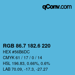 カラーコード: RGB 86.7 182.6 220 | qconv.com