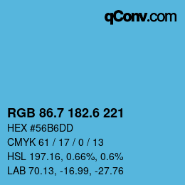 カラーコード: RGB 86.7 182.6 221 | qconv.com