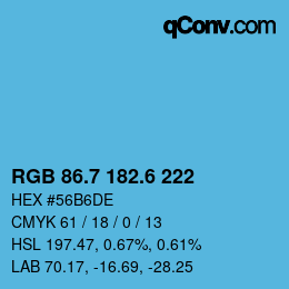 カラーコード: RGB 86.7 182.6 222 | qconv.com