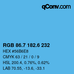 カラーコード: RGB 86.7 182.6 232 | qconv.com
