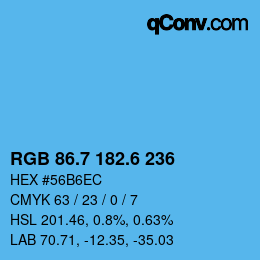 カラーコード: RGB 86.7 182.6 236 | qconv.com