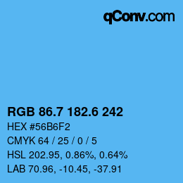 カラーコード: RGB 86.7 182.6 242 | qconv.com
