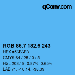 カラーコード: RGB 86.7 182.6 243 | qconv.com