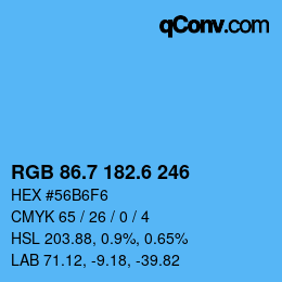 カラーコード: RGB 86.7 182.6 246 | qconv.com