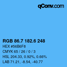 カラーコード: RGB 86.7 182.6 248 | qconv.com