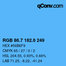 カラーコード: RGB 86.7 182.6 249 | qconv.com