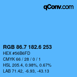 カラーコード: RGB 86.7 182.6 253 | qconv.com