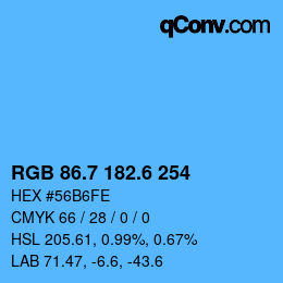 カラーコード: RGB 86.7 182.6 254 | qconv.com