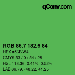 カラーコード: RGB 86.7 182.6 84 | qconv.com