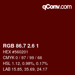 カラーコード: RGB 86.7 2.6 1 | qconv.com
