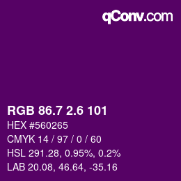 カラーコード: RGB 86.7 2.6 101 | qconv.com