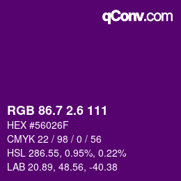 カラーコード: RGB 86.7 2.6 111 | qconv.com