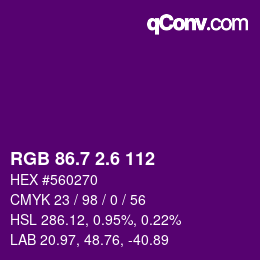 カラーコード: RGB 86.7 2.6 112 | qconv.com