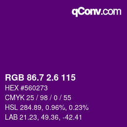 カラーコード: RGB 86.7 2.6 115 | qconv.com