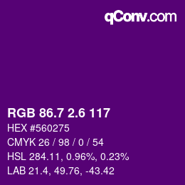 カラーコード: RGB 86.7 2.6 117 | qconv.com